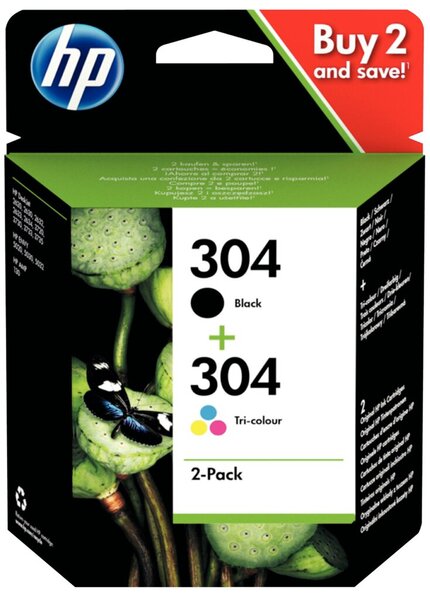 Multipack Tintenpatrone 304, für HP Drucker, 1 x ca. 120, 3 x ca. 100 Seiten, BK/C/M/Y
