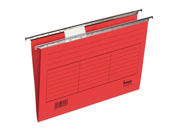 Hängemappe, DIN A4, seitlich offen, 230g/qm Farbkarton, Aufdruck, 315 x 240 mm, rot