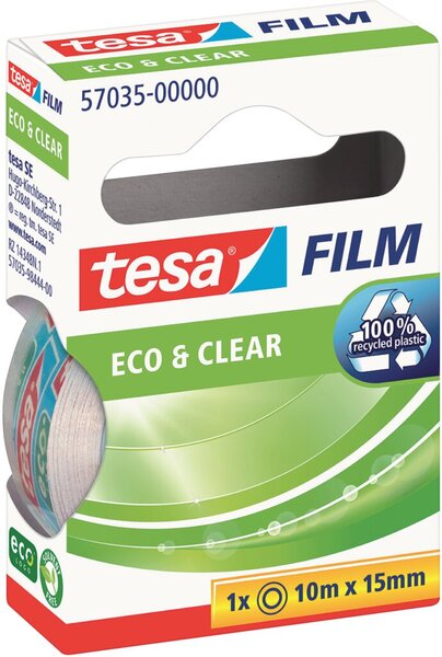 tesafilm® Eco & Clear, 15 mm x 10 m, transparent, klar, starke Klebkraft, 1 Rolle