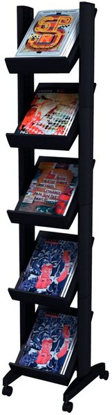 Prospektständer Mobile, 167,5 x 35 x 38,5 cm, mit Metall-Innstruktur, Aufbau ohne Werzeug, schwarz