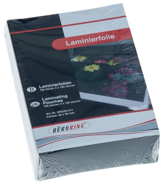 Laminierfolie, 65 x 95 mm, 125 Mikron, für Visitenkarten, 100 Stück