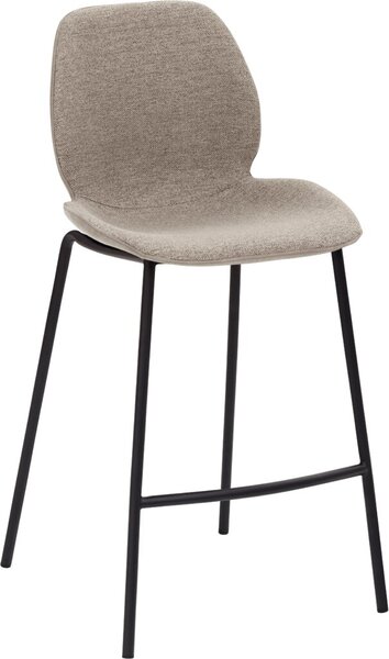Bar-/Tresenhocker mySOLO 1176, schwarzem 4-Fuß-Gestell, gepolsterte Sitzschale, innen Stoff muschelgrau-meliert, außen Kunstleder Vintage Look lichtgrau