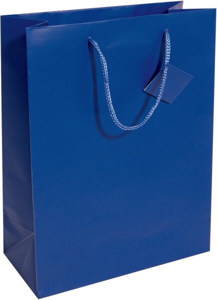 Geschenktaschen, Large, ultramarinblau, Mattlack, Geschenkeanhänger, 157g/qm, 260 x 330 x 120 mm