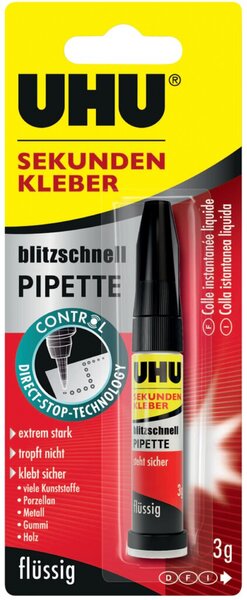 Sekundenkleber blitzschnell, mit Pipette, 3g