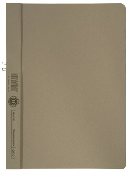Klemmmappe, DIN A4, Fassungsvermögen 10 Blatt, Manilakarton 250g/qm, 237 x 309 mm, ohne Vorderdeckel, grau