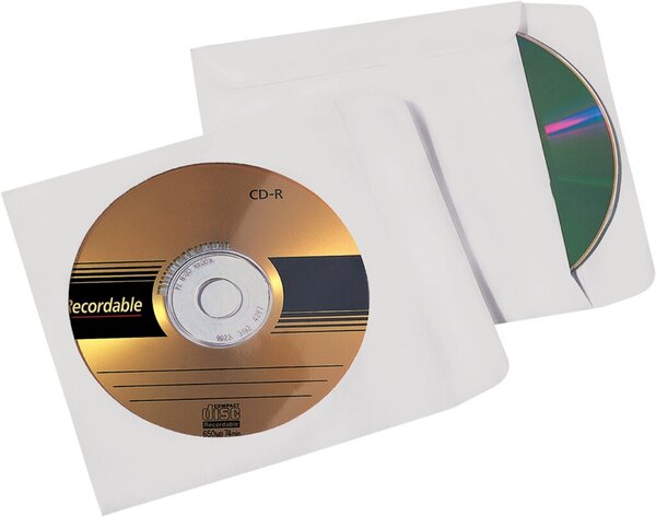 CD/DVD-Hüllen weiß, selbstklebend, mit Fenster, 100 Stück