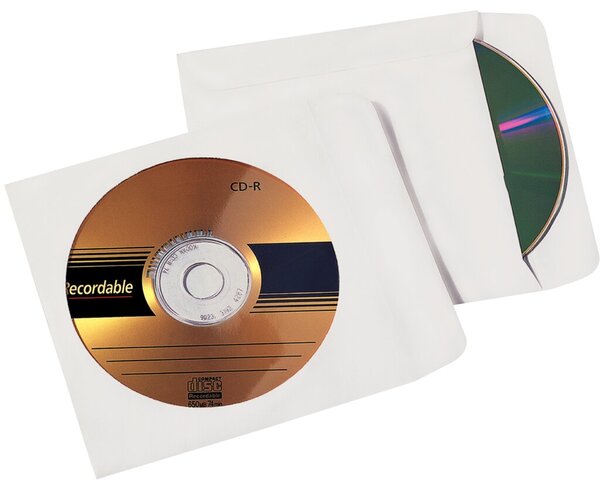 CD/DVD-Hüllen weiß, selbstklebend, mit Fenster, 2000 Stück
