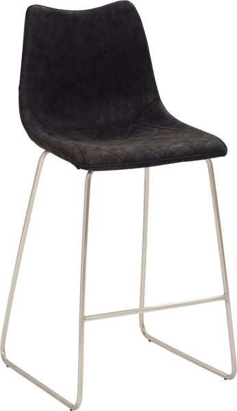 Bar-/Tresenhocker mySOLO 1175, Sitzschale in schwarzem Kunstleder, Vintage Look Rautensteppung, Kufengestell edelstahl gebürstet