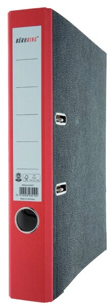 Ordner, DIN A4, Wolkenmarmor, 50 mm, schmal, geklebtes Rückenschild, rot