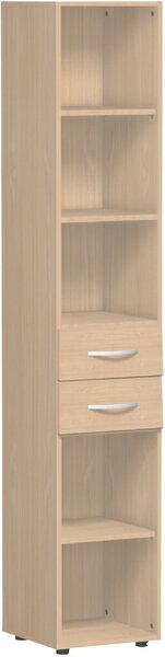 Regal Flex, (H x B x T) 2160 x 400 x 400 mm, 6 Ordnerhöhen, 2 Schübe, Standfüße, buche