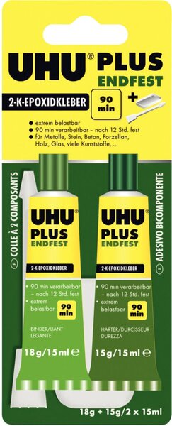 Plus Endfest UHU, 1 Tube Binder und 1 Tube Härter, lösungsmittelfrei, 33g