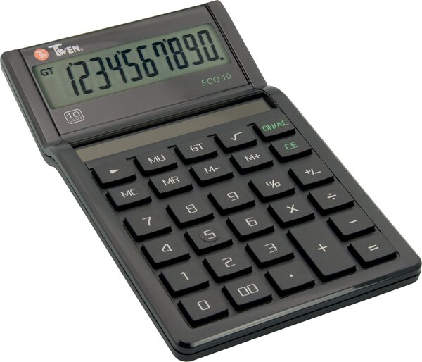 Tischrechner Eco 10, Solarbetrieb, 10-stellig, schwarz