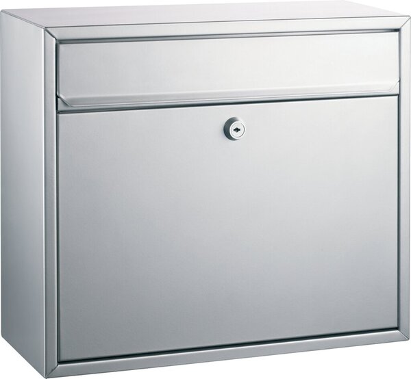 Briefkasten, Stalhblech, silber, Größe: 360 x 310 x 150 mm, Einwurf vorn