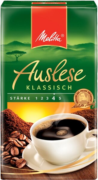 Melitta Kaffee Auslese Klassisch, gemahlener Röstkaffee, 500 g, Intensität: 4