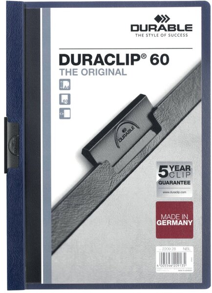 Klemmmappe DURACLIP, DIN A4, Fassungsvermögen 60 Blatt, 310 x 220 mm, nachtblau