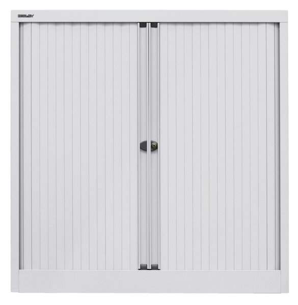 Rollladenschrank EuroTambour, (H x B x T) 1030 x 1000 x 430 mm, 2,5 Ordnerhöhen, 2 Fachböden, abschließbar, Korpus/Rollladen lichtgrau/lichtgrau