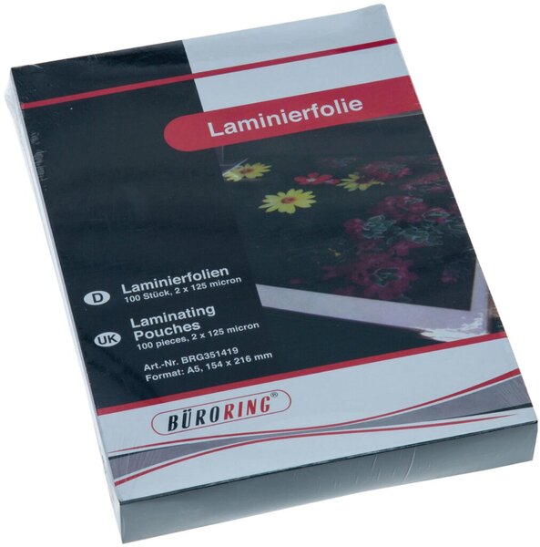 Laminierfolie, DIN A5, 125 Mikron, 100 Stück