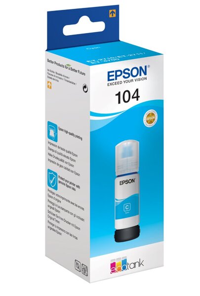 Tintenbehälter Ecotank 104, für Epson Drucker, ca. 7.500 Seiten, cyan