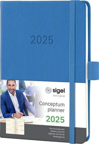 Wochenkalender CONCEPTUM® 2025, DIN A6, 1 Woche/2 Seiten, 176Seiten, Gummibandverschluss, Stiftschlaufe, Hardcover, dust blue