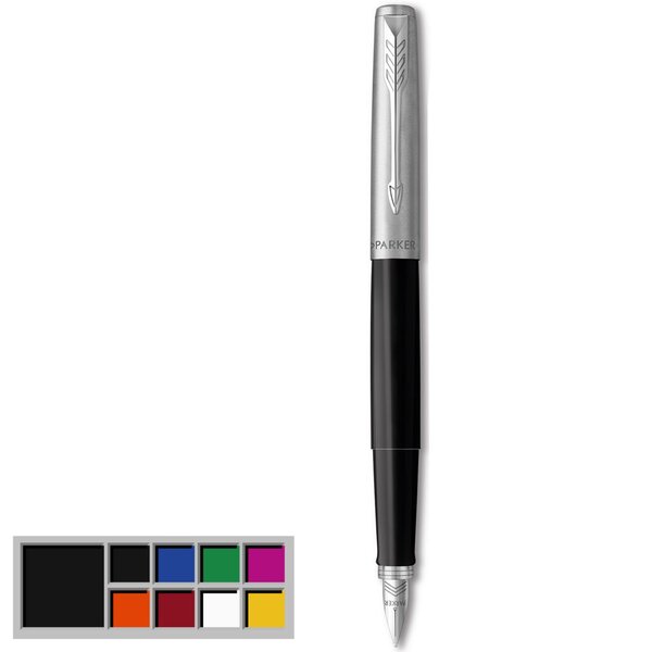 Füllhalter Jotter, Feder M, Rechtshänder, inklusive Tintenpatrone blau/schwarz, schwarz