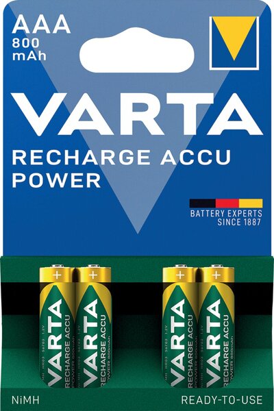 Akku NiMH, Micro AAA, Recharge Power, vorgeladen, HR03, 1.2V, 800mAh, 4 Akkus