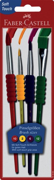 Pinsel, 4er Set, Softtouch-Griffstück, 4 Pinselgrößen 10, 2, 6, 12