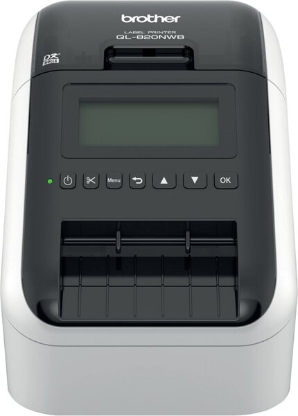 Etikettendrucker QL-820NWBc, Thermodirektdruck, Auflösung: 300 dpi, Etikettenbreite: max. 62 mm, automatische Schneideeinheit, Rot-Schwarz-Druck mit DK-22251 für Einzeletikettenrollen und Endlos-Etiketten, LAN, WLAN, Speicher 6 MB, Bluetooth USB Schnittst