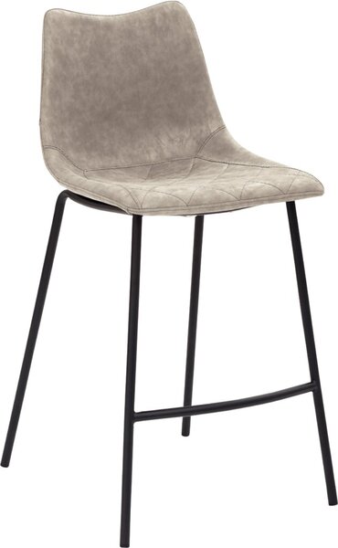 Bar-/Tresenhocker mySOLO 1175, Sitzschale in lichtgrauem Kunstleder, Vintage Look Rautensteppung, 4-Fuß-Gestell schwarz