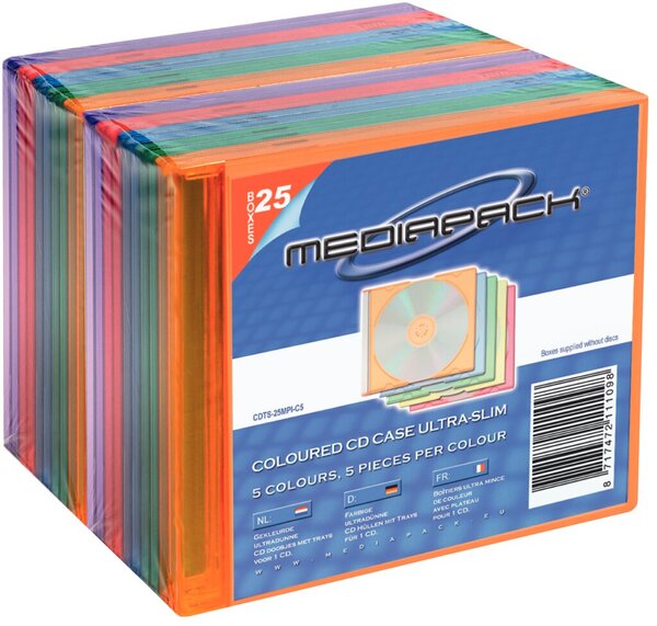 CD-Leerhülle Slim Line, farbig sortiert, 25 Stück