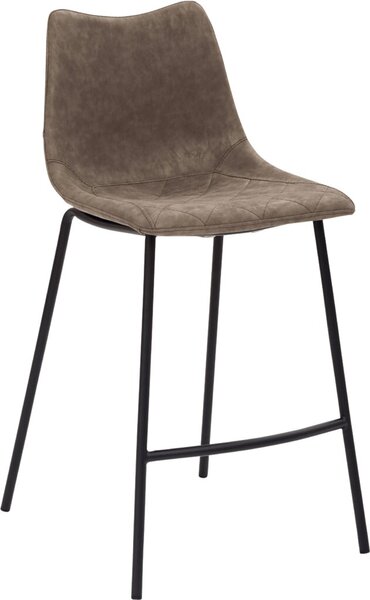 Bar-/Tresenhocker mySOLO 1175, Sitzschale in Kunstleder, schlamm, Vintage Look Rautensteppung, 4-Fuß-Gestell schwarz
