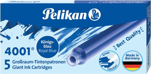 Tintenpatrone 4001, Großraum GTP/5, königsblau, löschbar, 5 Stück