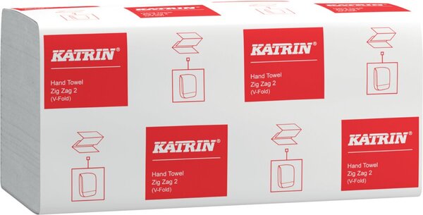 Handtuchpapier Katrin, 23 x 24,4 cm, Falzung V-Falz/ZZ-Falz, 2-lagig, weiß, 20 Pack à 200 Blatt