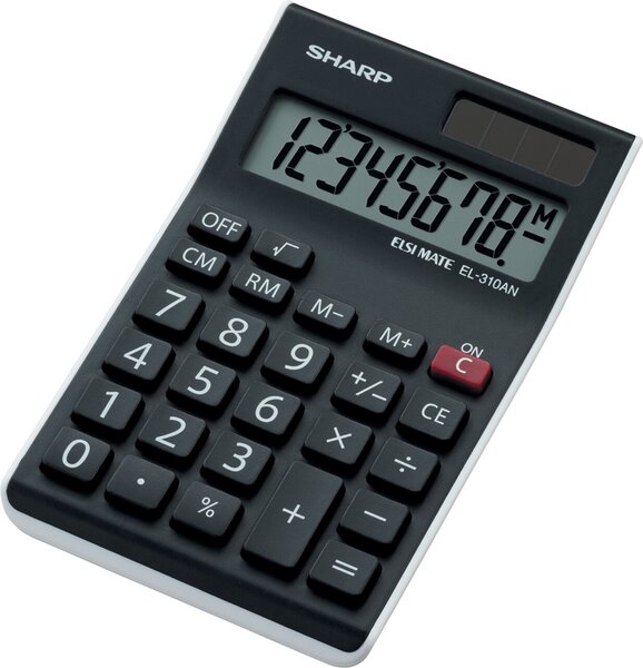 Taschenrechner EL-310ANWH, 8-stellig, Twin- Power (Solar u. Stützbattarie), schwarz