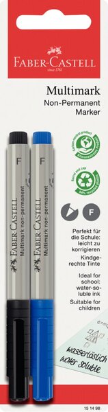 Folienstift Multimark, Strichstärke F, 2er Blisterkarte non-permanent/wasserlöslich, blau, schwarz
