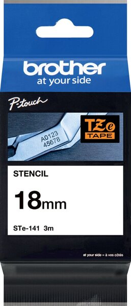 Schablonenband, STE-141, 18 mm breit / 3 m lang, weiß auf transparent, für elektrolytische Beschriftungen