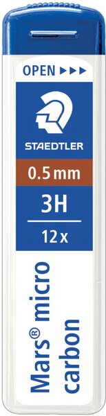 Feinminen Mars micro carbon, 0,5 mm, 3H, passend für alle Druckbleistifte