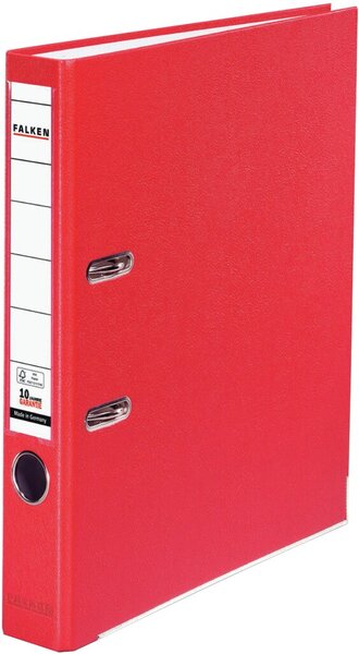 Ordner, DIN A4, PP, 50 mm, schmal, auswechselbares Rückenschild, rot
