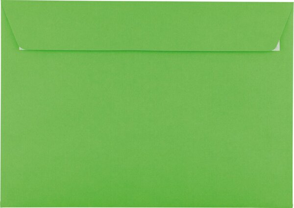 Briefumschlag DIN C4, ohne Fenster, haftklebend, Längsseite offen, intensivgrün, 120g/qm, 324 x 229 mm, 200 Stück