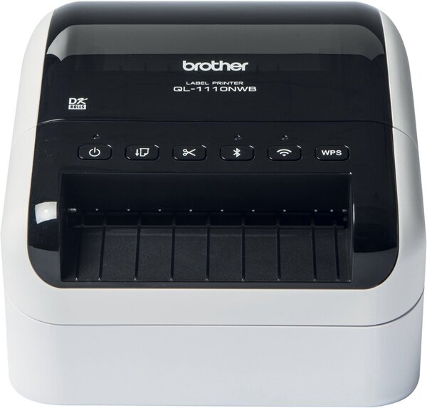 Etikettendrucker QL-1110NWBc, Thermodirektdruck, 300 dpi Auflösung, 103,6 mm max. Etikettenbreite, max. Druckgeschwindigkeit: 69 Etiketten / Min., automatische Schneideeinheit, USB Schnittstelle 2.0 full-speed, WLAN, LAN, Bluetooth