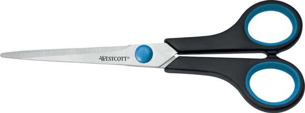 Schere Easy Grip 18 cm, Rechtshänder, blau/schwarzer Kunststoffgriff, rostfreie Klinge