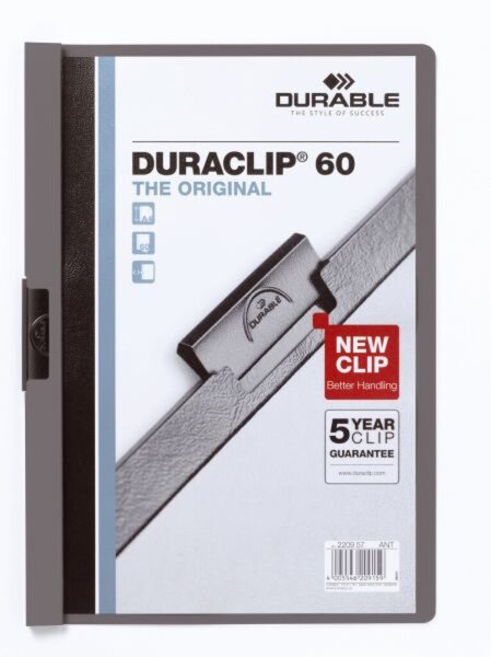 Klemmmappe DURACLIP, DIN A4, Fassungsvermögen 60 Blatt, 310 x 220 mm, anthrazit/grau