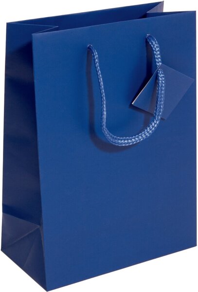 Geschenktaschen, Small, ultramarinblau, Mattlack, Geschenkeanhänger, 157g/qm, 170 x 230 x 90 mm