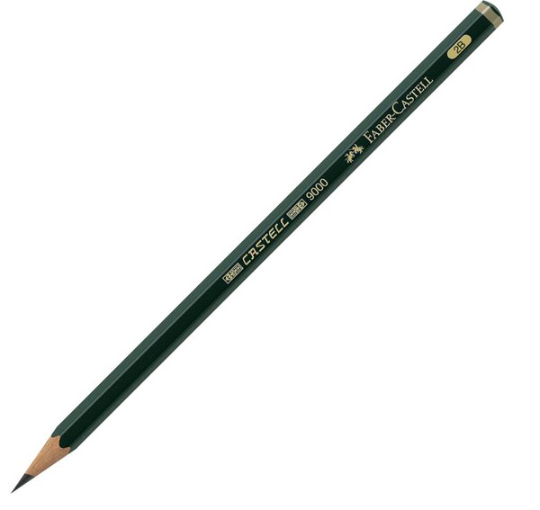 Bleistift CASTELL® 9000, Härtegrad 2B, Schaftform Sechskant, Schaftfarbe dunkelgrün