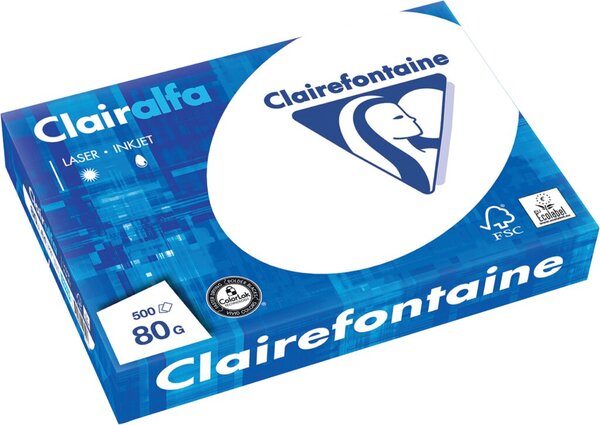 Kopierpapier Clairalfa, DIN A4, 80g/qm, weiß, 171 CIE, Packung à 500 Blatt