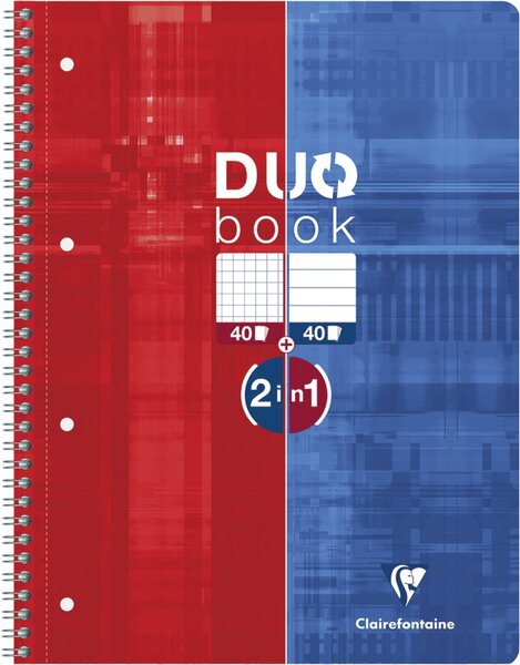 Collegeblock DUO, DIN A4, 80 Blatt (40 Blatt Kariert + 40 Blatt liniert), 4-fach Lochung, Microperforation
