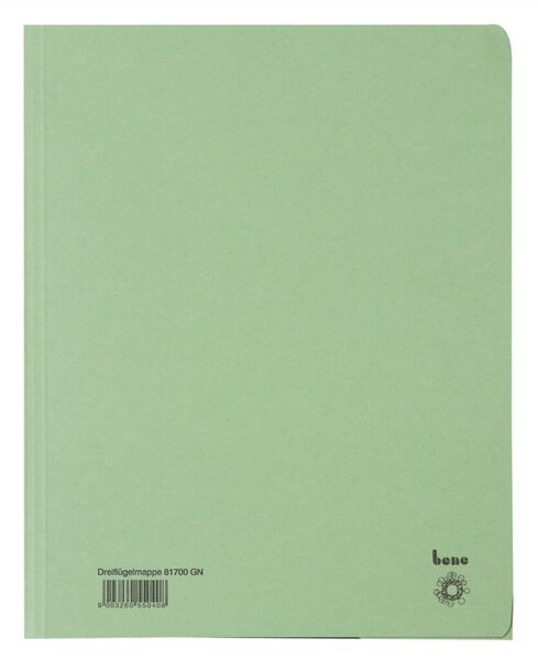 Jurismappe, DIN A4, 3 Klappen, 250g/qm Recyclingkarton, 245 x 320 mm, grün