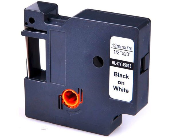 Schriftbandkassette, kompatibel zu Dymo 45013/S0720530, 12 mm breit / 7 m lang, schwarz auf weiß