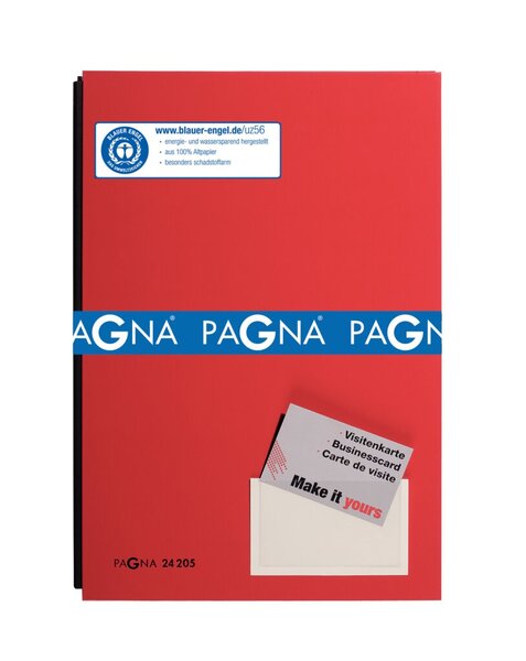Unterschriftsmappe, 20-teilig, rot, DIN A4, Color-Einband, grauer Fächerblock, 3 Sichtlöcher