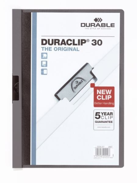 Klemmmappe DURACLIP, DIN A4, Fassungsvermögen 30 Blatt, 310 x 220 mm, anthrazit/grau