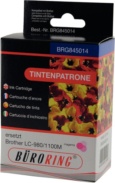 Tintenpatrone, ersetzt Brother LC-980M, LC-1100M, ca. 1.980 Seiten, magenta